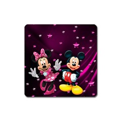 Cartoons, Disney, Mickey Mouse, Minnie Square Magnet by nateshop