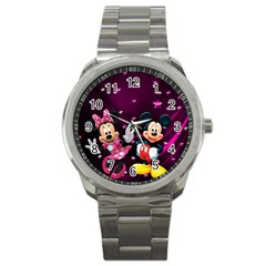 Cartoons, Disney, Mickey Mouse, Minnie Sport Metal Watch by nateshop