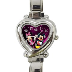 Cartoons, Disney, Mickey Mouse, Minnie Heart Italian Charm Watch