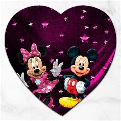 Cartoons, Disney, Mickey Mouse, Minnie Jigsaw Puzzle (heart) by nateshop