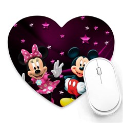 Cartoons, Disney, Mickey Mouse, Minnie Heart Mousepad by nateshop