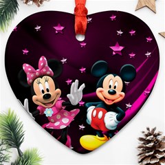 Cartoons, Disney, Mickey Mouse, Minnie Heart Ornament (two Sides) by nateshop