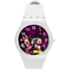 Cartoons, Disney, Mickey Mouse, Minnie Round Plastic Sport Watch (m) by nateshop