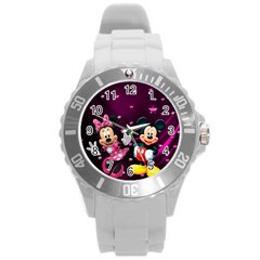 Cartoons, Disney, Mickey Mouse, Minnie Round Plastic Sport Watch (l) by nateshop