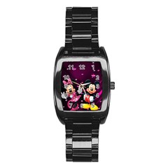 Cartoons, Disney, Mickey Mouse, Minnie Stainless Steel Barrel Watch by nateshop