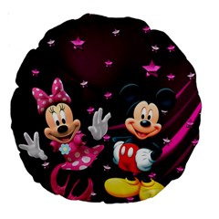 Cartoons, Disney, Mickey Mouse, Minnie Large 18  Premium Round Cushions by nateshop