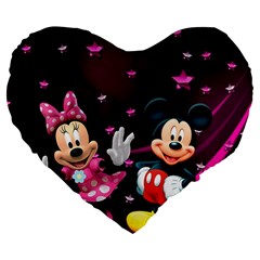 Cartoons, Disney, Mickey Mouse, Minnie Large 19  Premium Flano Heart Shape Cushions by nateshop