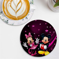 Cartoons, Disney, Mickey Mouse, Minnie Uv Print Round Tile Coaster by nateshop