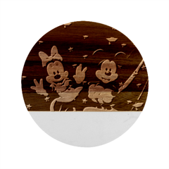 Cartoons, Disney, Mickey Mouse, Minnie Marble Wood Coaster (round) by nateshop