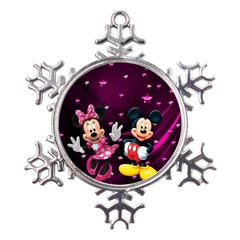 Cartoons, Disney, Mickey Mouse, Minnie Metal Large Snowflake Ornament by nateshop