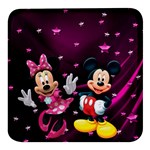 Cartoons, Disney, Mickey Mouse, Minnie Square Glass Fridge Magnet (4 pack) Front