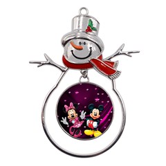 Cartoons, Disney, Mickey Mouse, Minnie Metal Snowman Ornament by nateshop