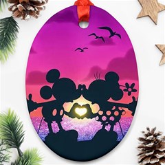 Mickey And Minnie, Mouse, Disney, Cartoon, Love Ornament (oval) by nateshop