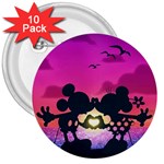 Mickey And Minnie, Mouse, Disney, Cartoon, Love 3  Buttons (10 pack)  Front