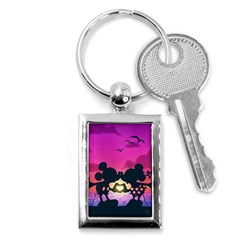 Mickey And Minnie, Mouse, Disney, Cartoon, Love Key Chain (rectangle) by nateshop