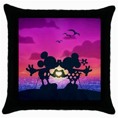 Mickey And Minnie, Mouse, Disney, Cartoon, Love Throw Pillow Case (black) by nateshop