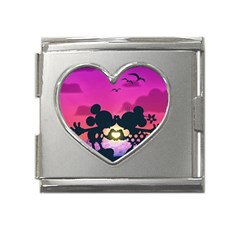 Mickey And Minnie, Mouse, Disney, Cartoon, Love Mega Link Heart Italian Charm (18mm) by nateshop