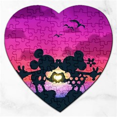 Mickey And Minnie, Mouse, Disney, Cartoon, Love Jigsaw Puzzle (heart) by nateshop