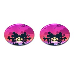 Mickey And Minnie, Mouse, Disney, Cartoon, Love Cufflinks (oval) by nateshop