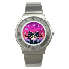 Mickey And Minnie, Mouse, Disney, Cartoon, Love Stainless Steel Watch by nateshop