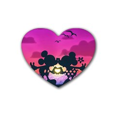 Mickey And Minnie, Mouse, Disney, Cartoon, Love Rubber Heart Coaster (4 Pack) by nateshop