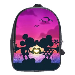 Mickey And Minnie, Mouse, Disney, Cartoon, Love School Bag (large) by nateshop