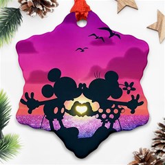 Mickey And Minnie, Mouse, Disney, Cartoon, Love Snowflake Ornament (two Sides) by nateshop