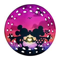 Mickey And Minnie, Mouse, Disney, Cartoon, Love Round Filigree Ornament (two Sides) by nateshop