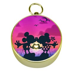 Mickey And Minnie, Mouse, Disney, Cartoon, Love Gold Compasses by nateshop