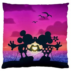 Mickey And Minnie, Mouse, Disney, Cartoon, Love Large Premium Plush Fleece Cushion Case (two Sides) by nateshop