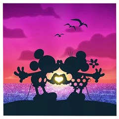 Mickey And Minnie, Mouse, Disney, Cartoon, Love Wooden Puzzle Square by nateshop