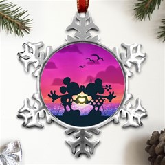 Mickey And Minnie, Mouse, Disney, Cartoon, Love Metal Small Snowflake Ornament