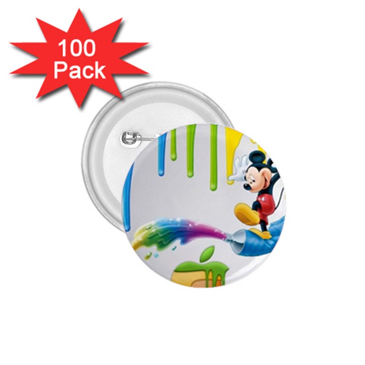 Mickey Mouse, Apple Iphone, Disney, Logo 1.75  Buttons (100 pack) 