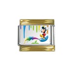 Mickey Mouse, Apple Iphone, Disney, Logo Gold Trim Italian Charm (9mm) Front