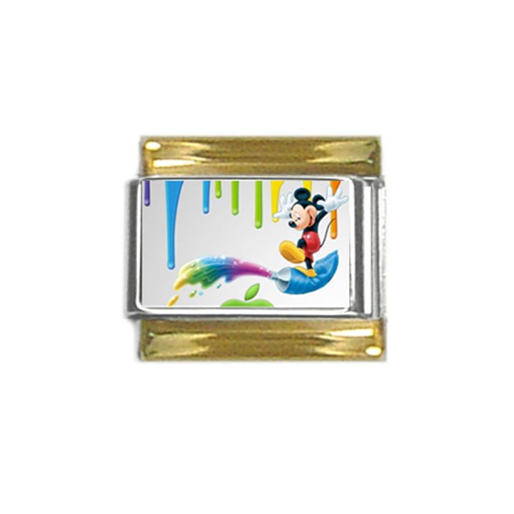 Mickey Mouse, Apple Iphone, Disney, Logo Gold Trim Italian Charm (9mm)