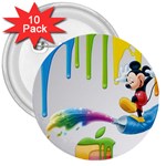 Mickey Mouse, Apple Iphone, Disney, Logo 3  Buttons (10 pack)  Front