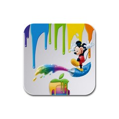 Mickey Mouse, Apple Iphone, Disney, Logo Rubber Square Coaster (4 Pack) by nateshop