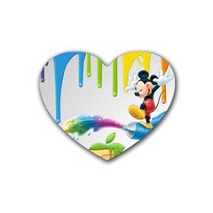 Mickey Mouse, Apple Iphone, Disney, Logo Rubber Heart Coaster (4 Pack) by nateshop