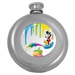 Mickey Mouse, Apple Iphone, Disney, Logo Round Hip Flask (5 oz) Front