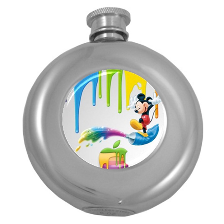 Mickey Mouse, Apple Iphone, Disney, Logo Round Hip Flask (5 oz)