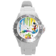 Mickey Mouse, Apple Iphone, Disney, Logo Round Plastic Sport Watch (l) by nateshop