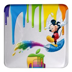 Mickey Mouse, Apple Iphone, Disney, Logo Square Glass Fridge Magnet (4 Pack)