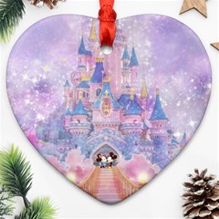 Disney Castle, Mickey And Minnie Ornament (heart) by nateshop