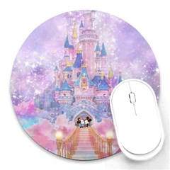 Disney Castle, Mickey And Minnie Round Mousepad by nateshop