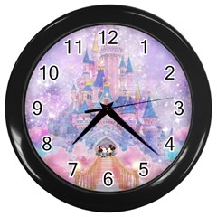 Disney Castle, Mickey And Minnie Wall Clock (black) by nateshop