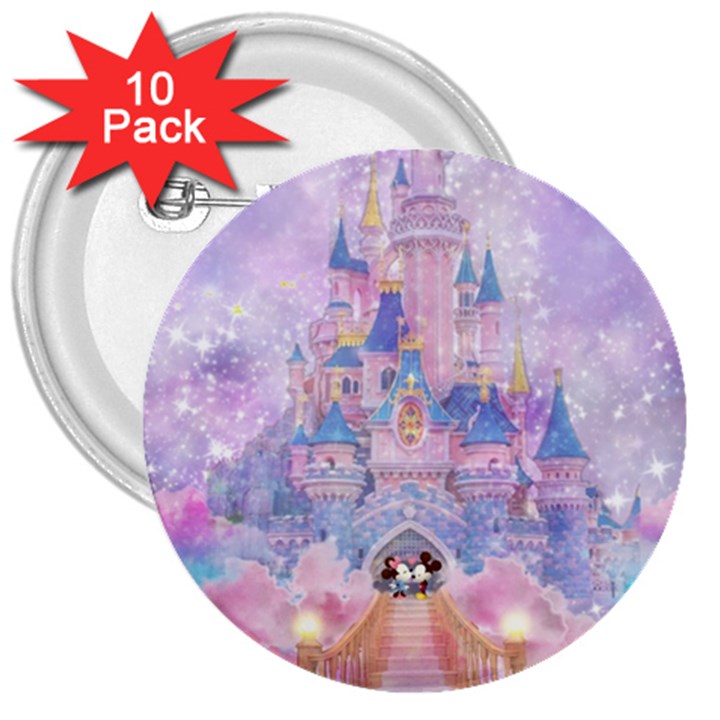 Disney Castle, Mickey And Minnie 3  Buttons (10 pack) 