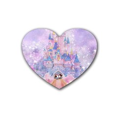 Disney Castle, Mickey And Minnie Rubber Heart Coaster (4 Pack) by nateshop