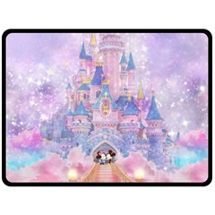 Disney Castle, Mickey And Minnie Two Sides Fleece Blanket (large) by nateshop