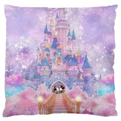 Disney Castle, Mickey And Minnie Large Premium Plush Fleece Cushion Case (one Side) by nateshop