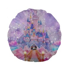 Disney Castle, Mickey And Minnie Standard 15  Premium Flano Round Cushions by nateshop